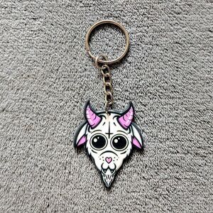 Cute Goat Keychain with Pink Horns